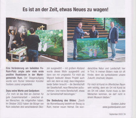Bericht in der Gemeindezeitung von Rum, August 2023