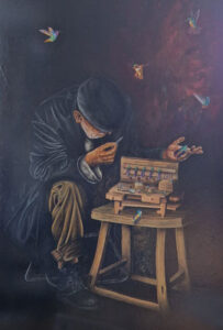 Der die Flügel heilt, 2023, 100 x 140 cm, Öl auf Leinwand