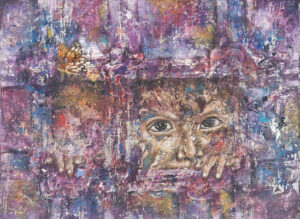 De-Konstruktionen, 30 x 24 cm, Acryl auf alten Farbpaletten, 2023