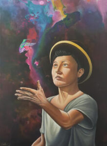 Ein Botschafter, aus der Serie "Stille Poesie", 2018, 60 x 80 cm, Öl auf Leinwand