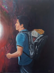 Migrant, aus der Serie "Stille Poesie", 2019, 60 x 80 cm, Öl auf Leinwand